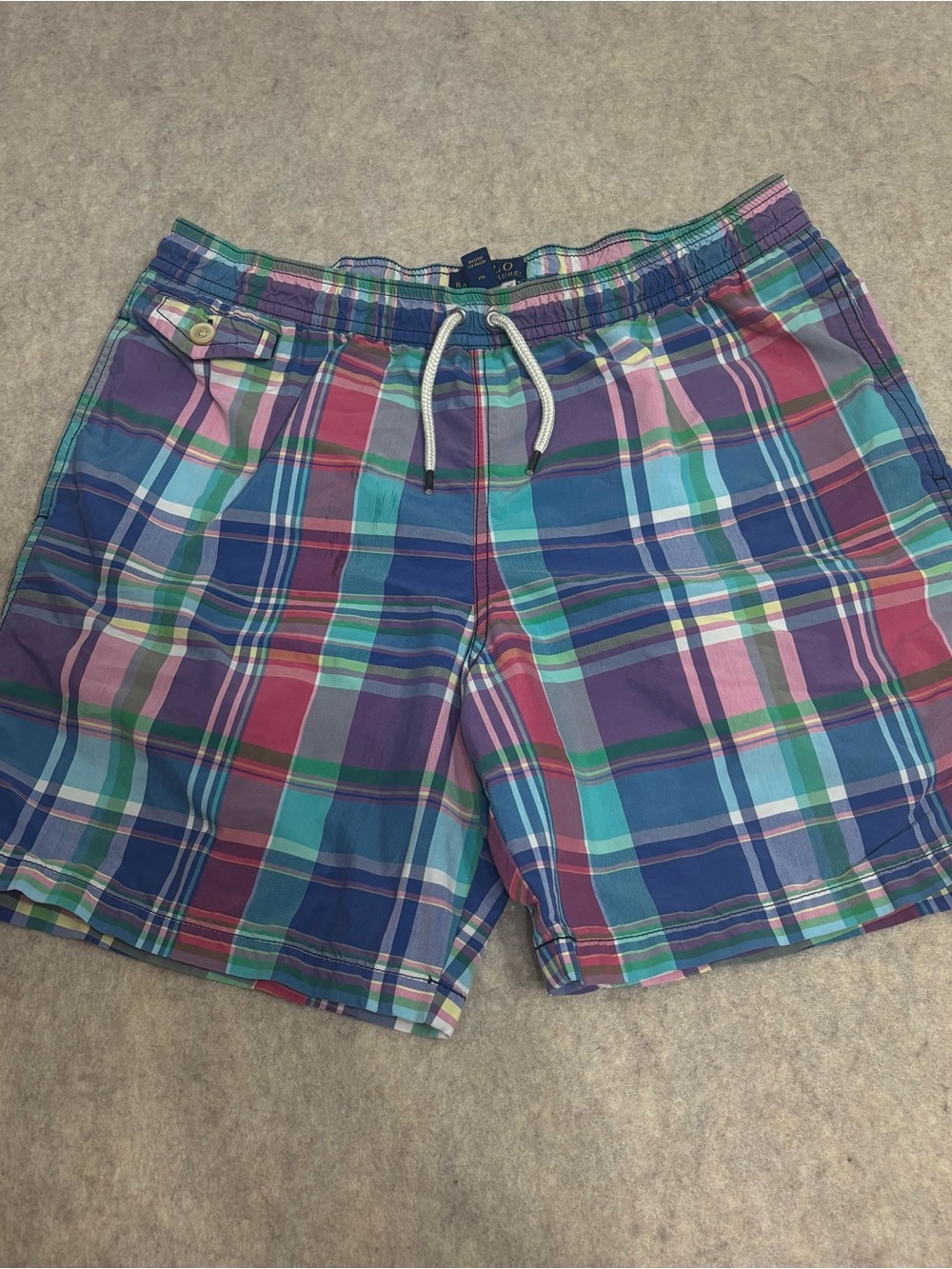 Polo by Ralph Lauren Multicolor Plaid Swim Trunks - Blue Teal Pink Purple